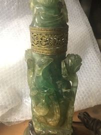 • Early Chinese 1900’s carved Jade / Nephrite lamp