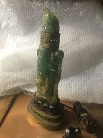 • Early Chinese 1900’s carved Jade / Nephrite lamp