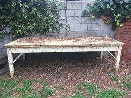 1940s metal patio furniture table, shabby chic