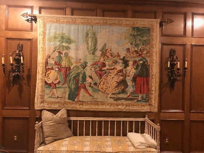 Large antique tapestry (settee not included)