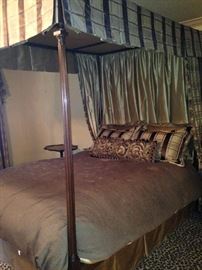 Canopy bed  with gorgeous bedding  (mattress & box springs not included)