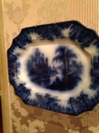 Antique flow blue platter