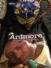 Incredible Ardmore art pitcher and book --- Since 1985, artist Fee Halsted has created modelers and painters from the local community; they have become renowned for their exuberant use of color and their distinctive modeling of African art.