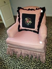 Another custom upholstered chair and pillow