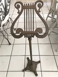 Lyre shaped brass music stand