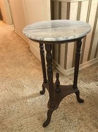 Marble top mahogany plant stand