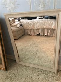 Creamy white framed mirror