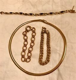 14K Gold bracelets and Omega necklace