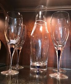 Orrefors Prelude carafe and four wine goblets
