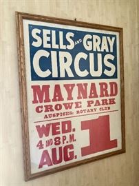 Vintage Sells and Gray Circus poster from Maynard's Crow Park
