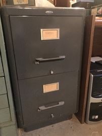 1950s metal 2-drawer file cabinet