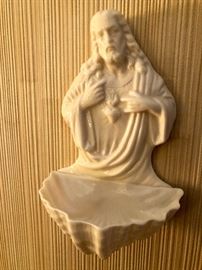 Belleek Jesus holy water receptacle