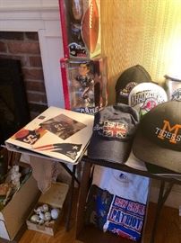 Vintage sports hats, t-shirts, etc