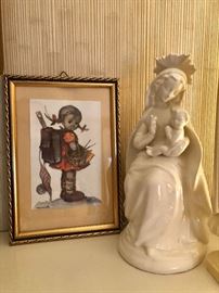 Hummel print and figurine