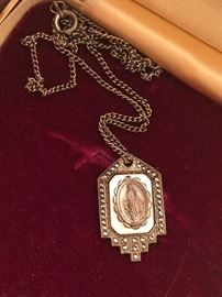 Vintage Sterling and Marcasite religious pendant