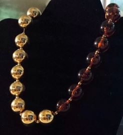 Napier vintage gold and faux amber necklace