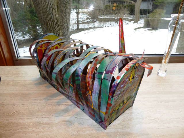 John Chamberlain (American, 1927-2011) "Sliced Mailbox" Painted Aluminum Sculpture, 10" x 19" x 7"