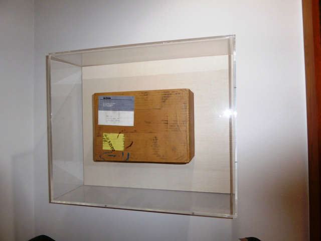 Daniel Douke (American, b. 1943) "Corrugated Box" Oil on Canvas, Gesso in Plexiglass box, 10" x 12" x 6"