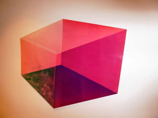 Ron Davis (American, b. 1937) "Cube R" 1970 Offset Lithograph on Plastic, 28" h 