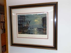 John Stobart (American, b. 1929), "Maiden Lane at South Street in 1878, New York", Lithograph