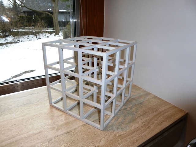 Sol Lewitt (American, 1928-2007) "Cube" Sculpture, Painted Aluminum (11"x11"x11")