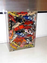 Fernandez Arman (French, 1928-2005) "Car Accumulation", Sculpture, Matchbox Cars in Plexiglass Box