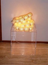 "Hose Lamp" on acrylic cube