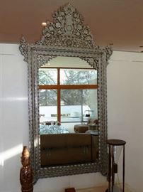 Gorgeous Elaborate Turn of the Century  Syrian Inlaid Mother of Pearl, Camel Bone & Wood Mirror - 97" x 47"