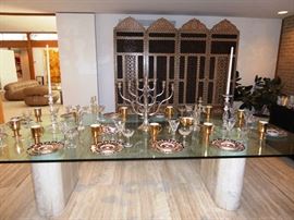 Beautiful Steuben Crystal & Murano Candlesticks with Stunning Silverplate Candelabra. 