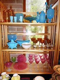 Colored Steuben, Steuben Aurene Stemware, French Opalene Glass, etc