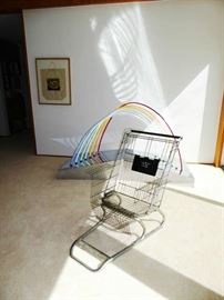 Neon Rainbow Sculpture by Harland Snodgrass & Shopping Chair Sculpture by Tom Sachs