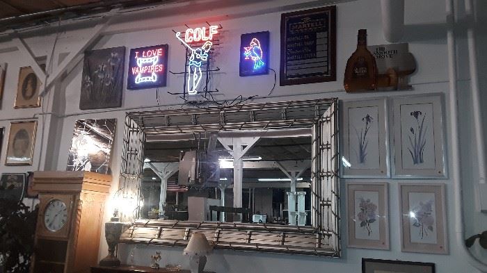 Large Mirror, Neons , LED signs, and wall art