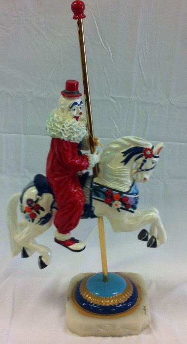 Ron Lee Signed/Numbered Collectible Hand Painted Clown On Carousel Horse