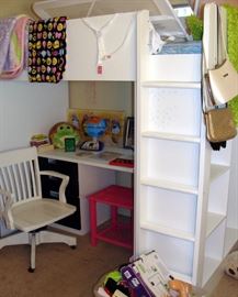 IKEA, Stuva, System, Unit, Loft Bed, Mattress, Desk, Bookcase, Cabinet, Chair, Games, Toys, Purses, Shag Rug, Kids, Children, Child's, Furniture, Nabi Tablet, Books, Flash Cards