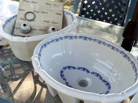 Porcelain Sinks, Blue White Floral, Pair, Accessories, Light Switch Covers