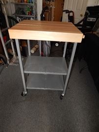 Rolling Cart with Wood Top (has crack but great for using as a potting station)
