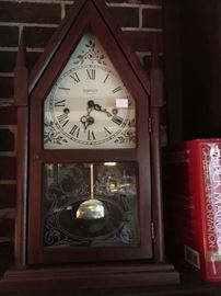 This is a nice rendition of a mantle steeple clock in excellent condition!