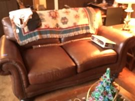 A matching leather love seat.