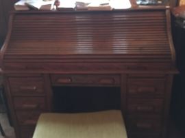 Who doesn't love a roll top desk -- nice cubbies inside!