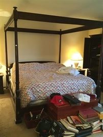This is a beautiful king-sized Henredon canopy bed (mahogany)! The mattress is a Serta double pillow top!