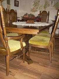 Table and 2 Extensions with 6 Chairs