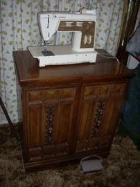 Sewing Cabinet shown with Singer Sewing Machine