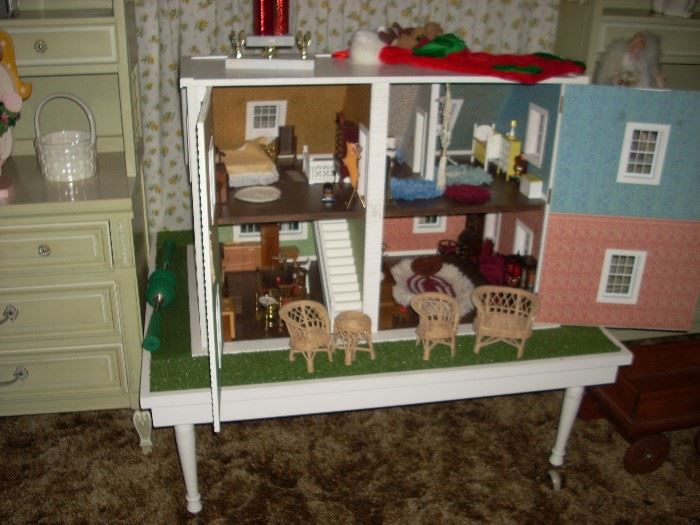 back view of Doll House - open