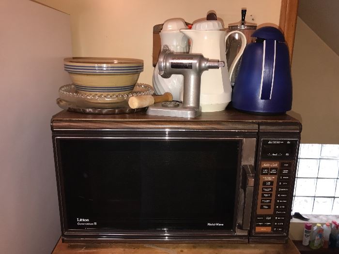 Microwave and kitchen items 