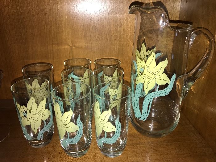 Vintage pitcher and glass set