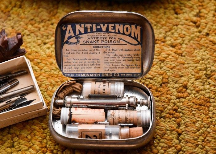Vintage Anti-Venom Snake Poison Kit with Tin