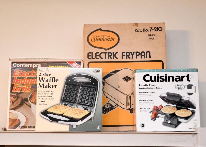 Electric Indoor Grill, Waffle Maker, Sunbeam Electric Frypan, Cuisinart Pizzelle Press