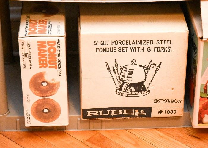 Donut Maker, Rubel Fondue Set with Forks