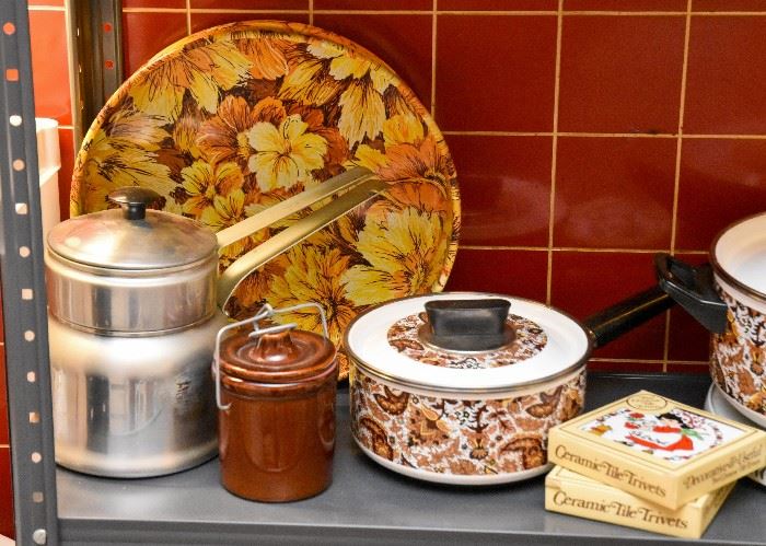 Double Boiler, Vintage Pans, Trivets, Etc.