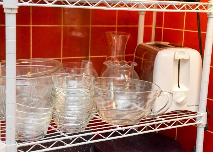 Glass Bowls, Measuring Cup, Toaster